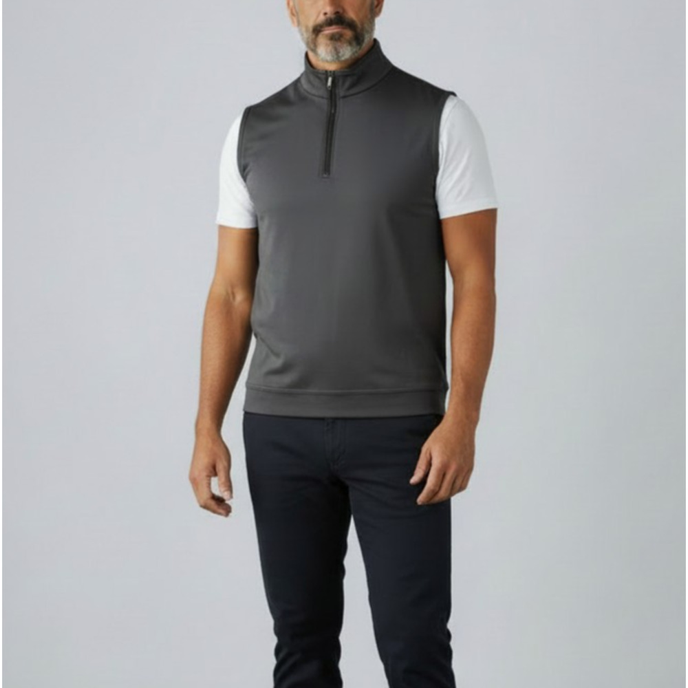 A8 NWT TOM BECKBE Gray Creekside 1/4 Zip Performance Pullover Golf Vest Size S